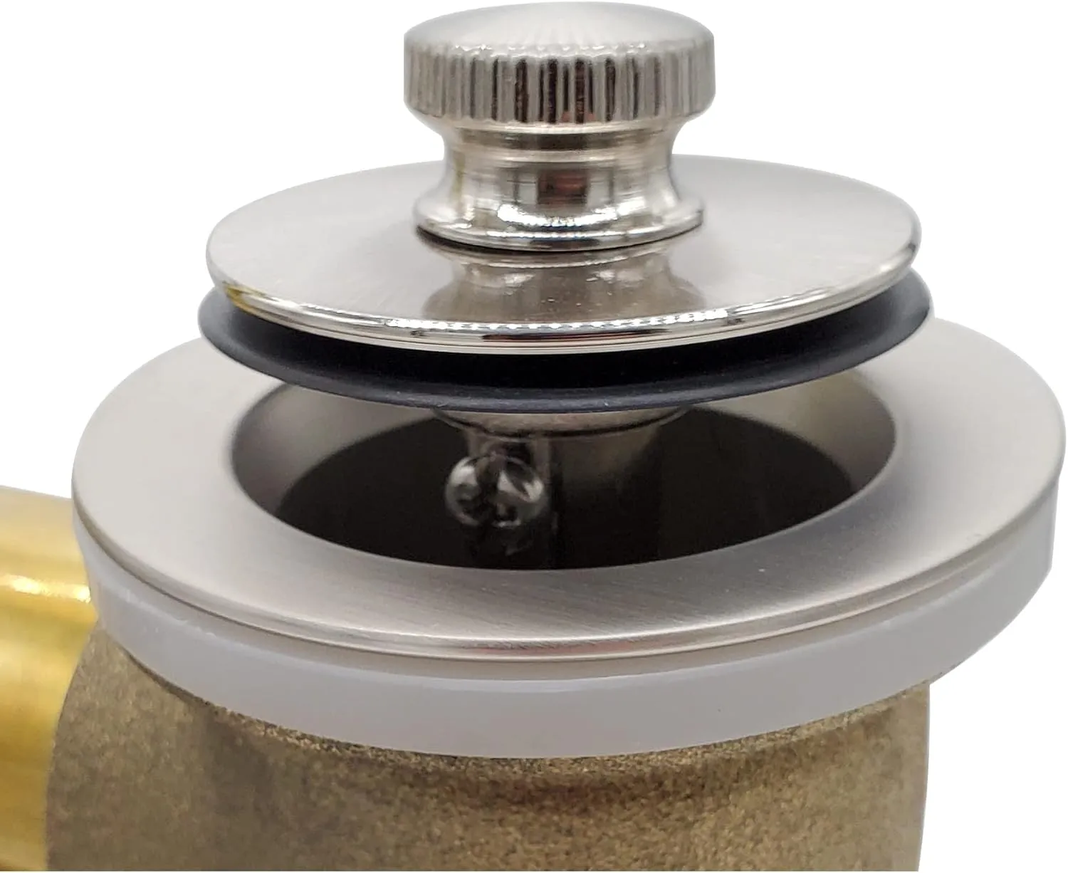 Westbrass D331-F-07 1-3/8-Inch NPSM Fine Thread Twist-and-Close Bath Drain Plug, Satin Nickel