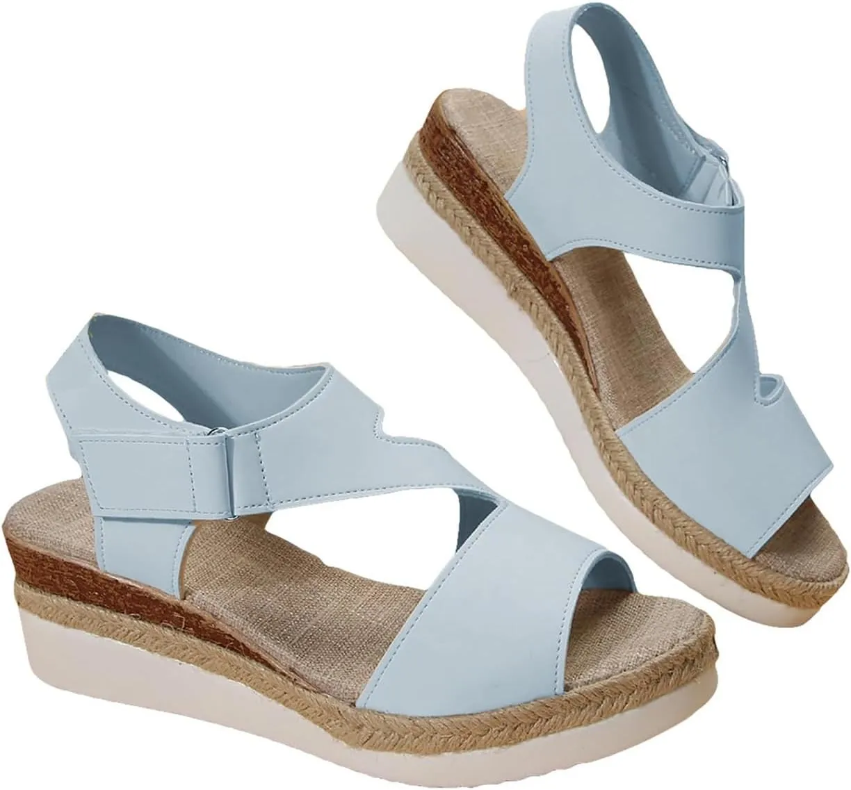 Women's Platform Sandals Open Toe Ankle Strap Wedge Sandal Platform Espadrilles Wedges Sandals Crisscross Slip On Shoes Dressy Summer Shoes Casual Walking Sandal