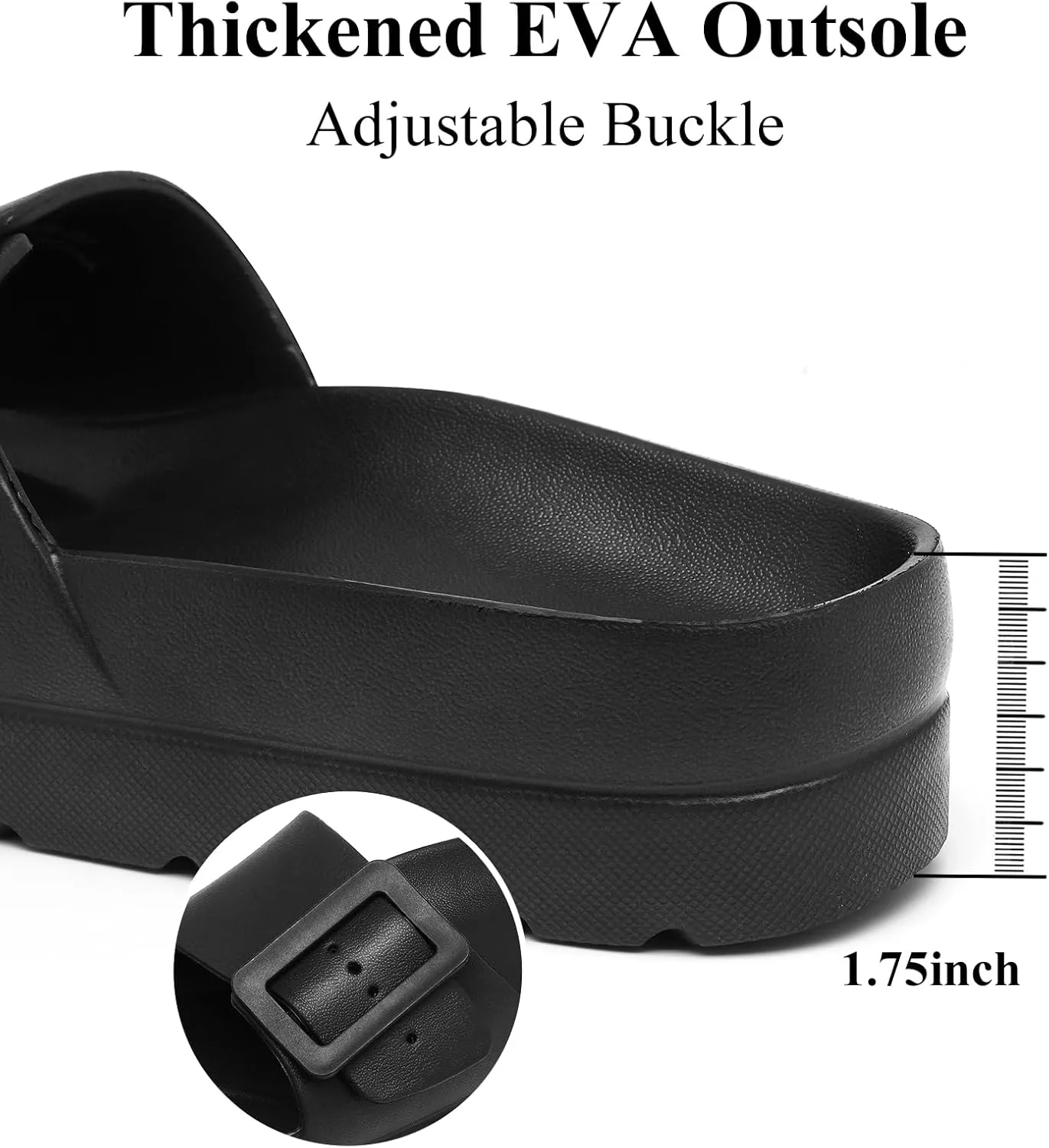 Womens Platform Sandals with Arch Support, Adjustable Buckle Beach Sandal Woman Comfort Lightweight Ultra Cushion EVA Slides