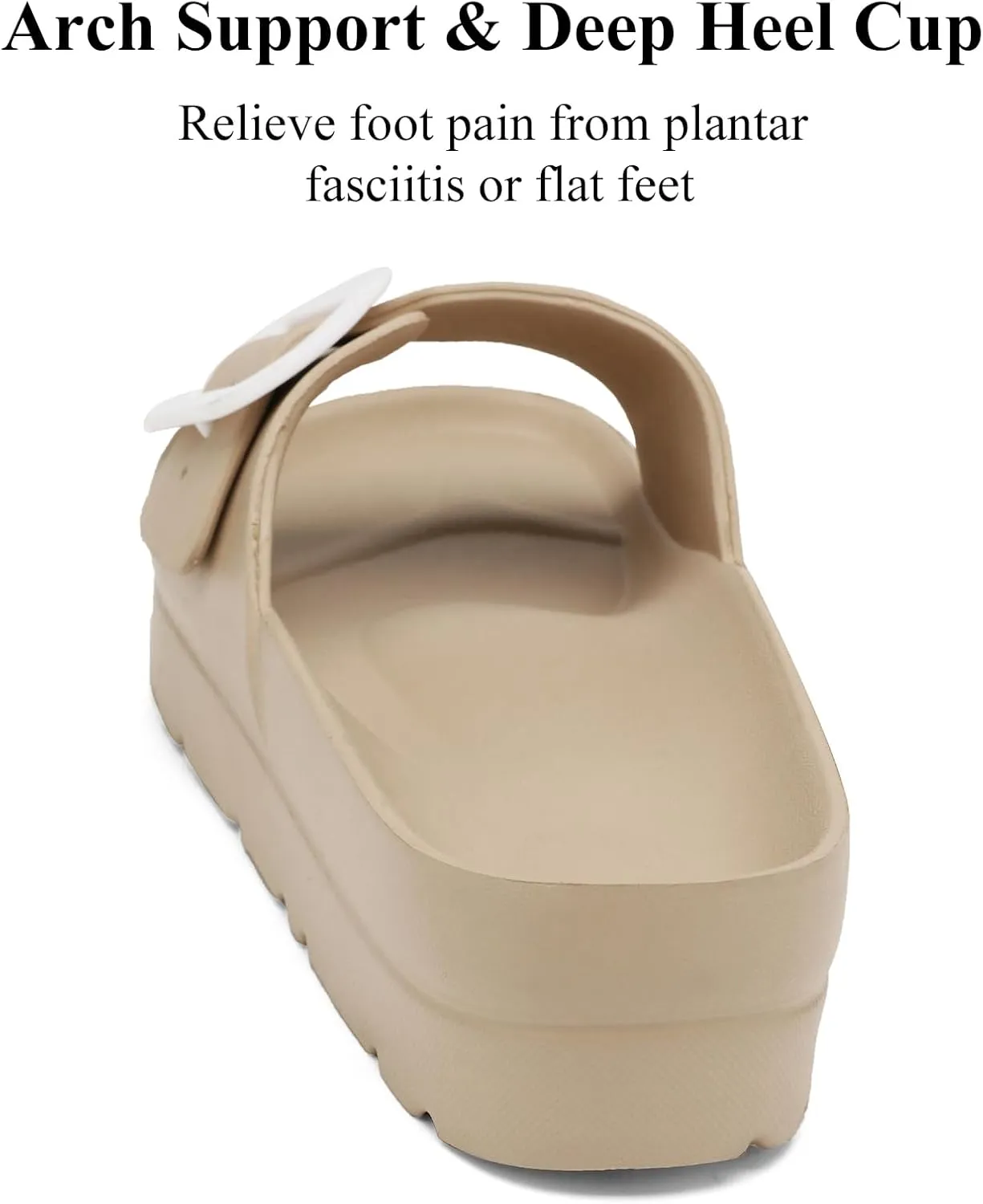 Womens Platform Sandals with Arch Support, Adjustable Buckle Beach Sandal Woman Comfort Lightweight Ultra Cushion EVA Slides
