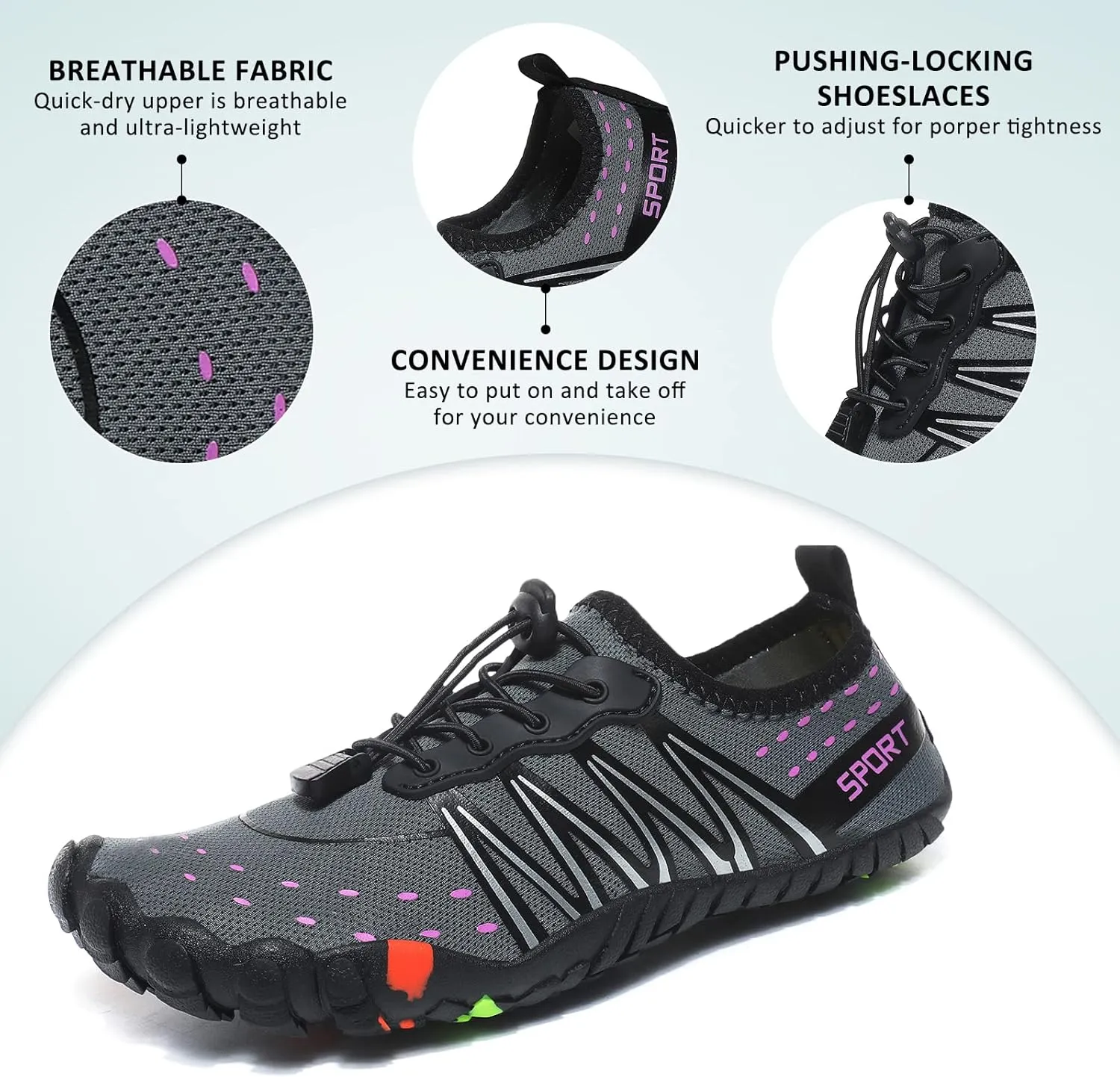 ziitop Water Shoes for Men Women Beach Barefoot Swim Rock Climbing Pool Shoes Socks, Anti-Slip Breathable Quick Dry Lightweight Slip-on, Outdoor Sport Hiking Walking Boating Fishing Diving Surfing