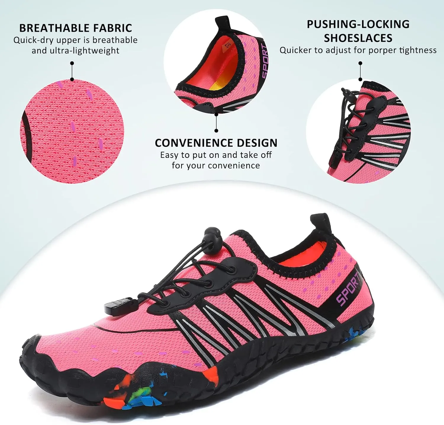 ziitop Water Shoes for Men Women Beach Barefoot Swim Rock Climbing Pool Shoes Socks, Anti-Slip Breathable Quick Dry Lightweight Slip-on, Outdoor Sport Hiking Walking Boating Fishing Diving Surfing