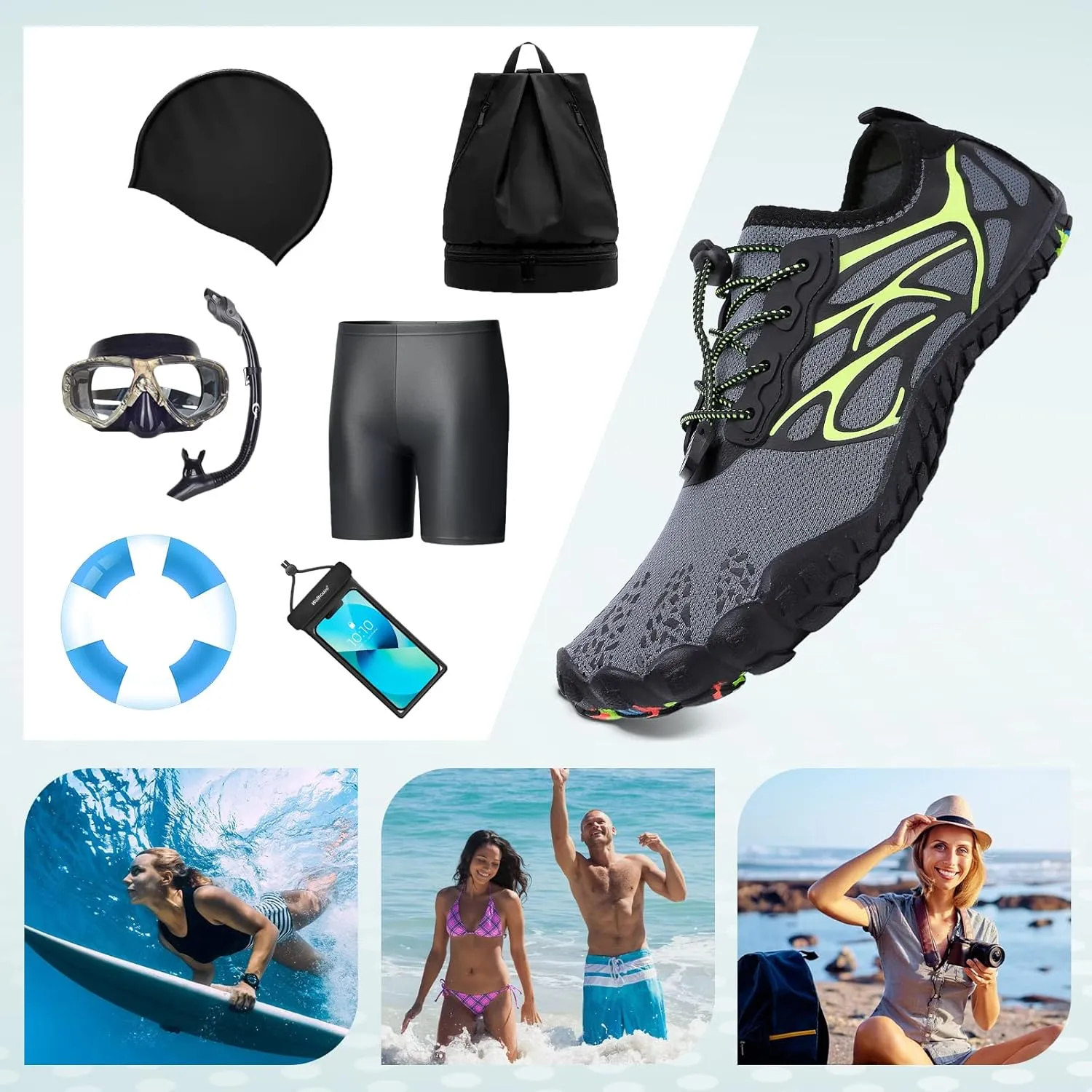 ziitop Water Shoes for Men Women Beach Barefoot Swim Rock Climbing Pool Shoes Socks, Anti-Slip Breathable Quick Dry Lightweight Slip-on, Outdoor Sport Hiking Walking Boating Fishing Diving Surfing