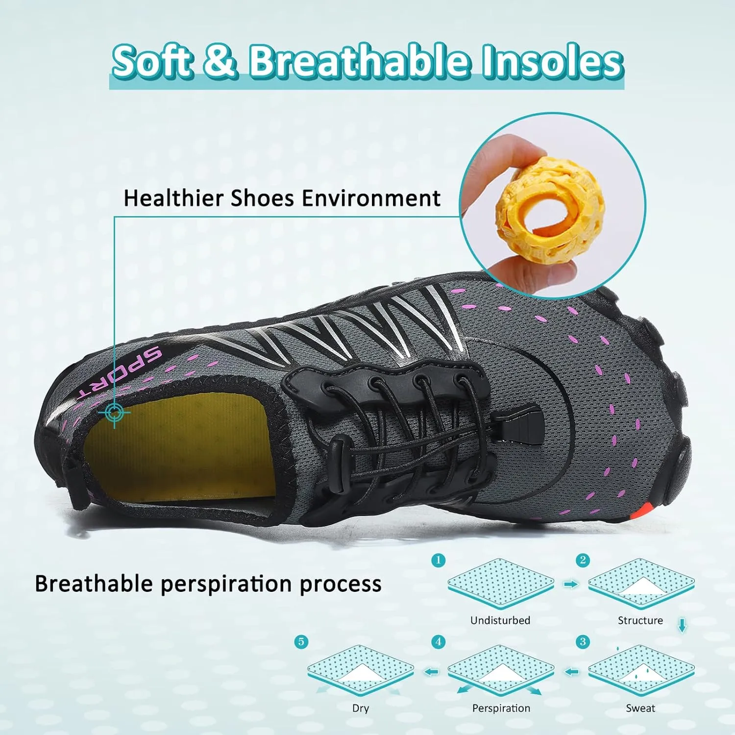 ziitop Water Shoes for Men Women Beach Barefoot Swim Rock Climbing Pool Shoes Socks, Anti-Slip Breathable Quick Dry Lightweight Slip-on, Outdoor Sport Hiking Walking Boating Fishing Diving Surfing