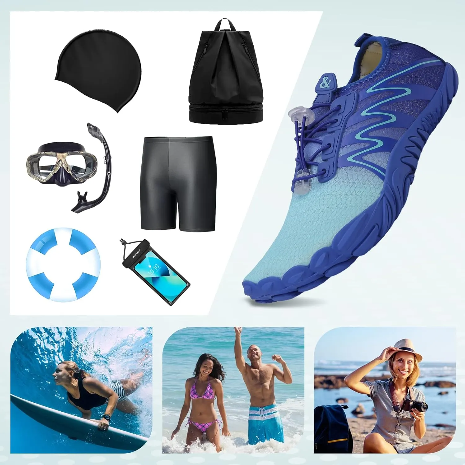 ziitop Water Shoes for Men Women Beach Barefoot Swim Rock Climbing Pool Shoes Socks, Anti-Slip Breathable Quick Dry Lightweight Slip-on, Outdoor Sport Hiking Walking Boating Fishing Diving Surfing