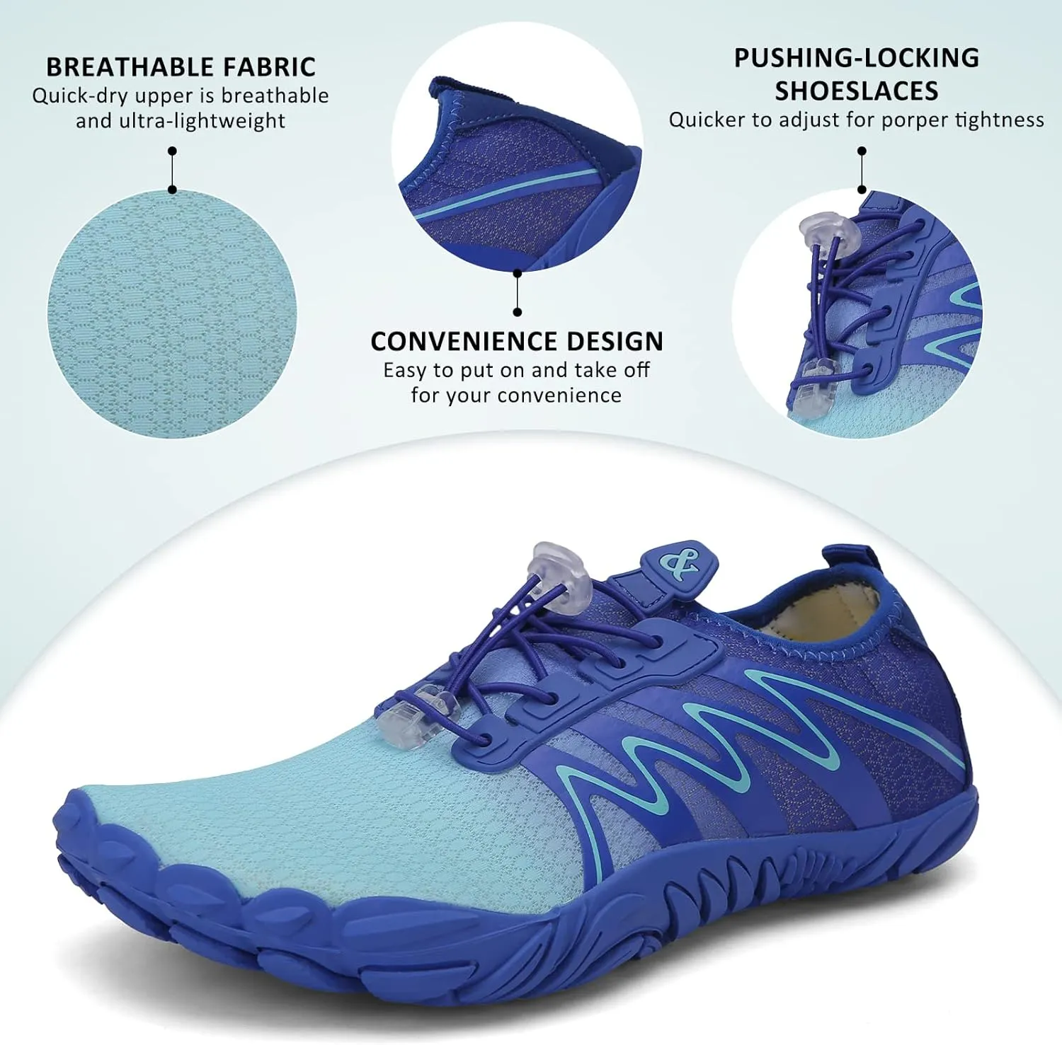 ziitop Water Shoes for Men Women Beach Barefoot Swim Rock Climbing Pool Shoes Socks, Anti-Slip Breathable Quick Dry Lightweight Slip-on, Outdoor Sport Hiking Walking Boating Fishing Diving Surfing